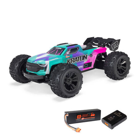 ARA2508ST2   1/16 MINI KRATON 3S DSC 4X4 RTR Brushless Speed Truck (Battery & Charger Included), Teal/Pink