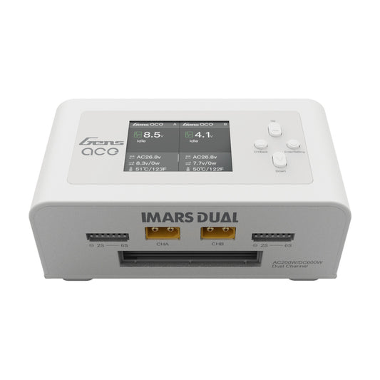 GensAce Imars Dual Channel AC200W/DC300Wx2 Balance Charger White  FREE GRD SHIPPING